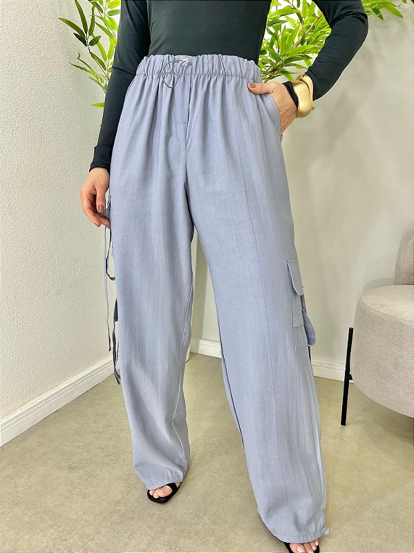 Calça cargo feminina cinza