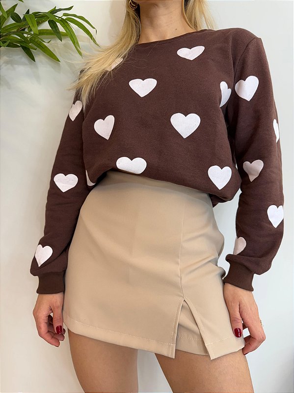 Shorts saia alfaiataria bege