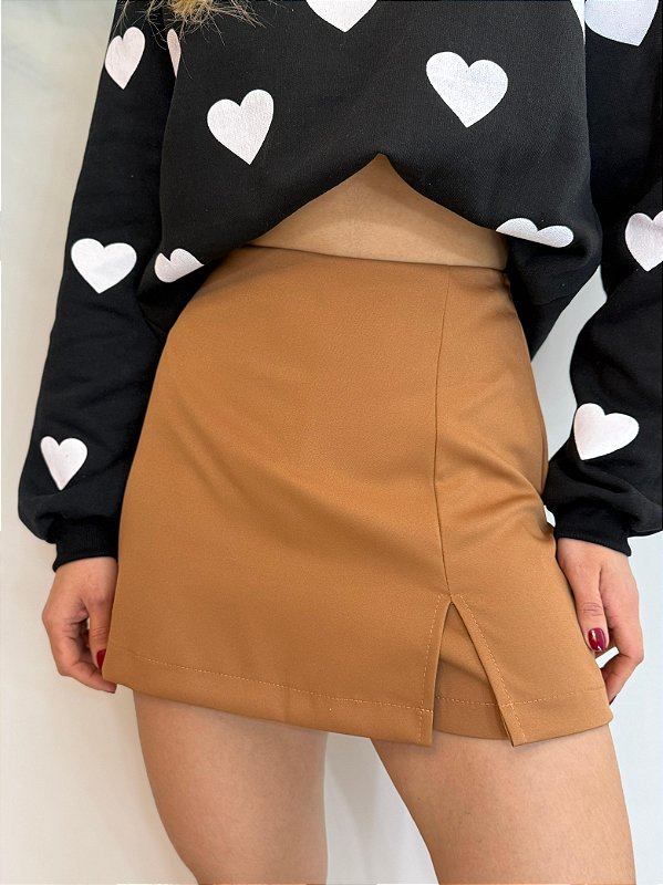 Shorts saia alfaiataria caqui