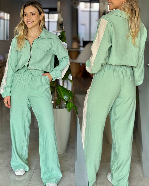 Conjunto Geovana verde menta