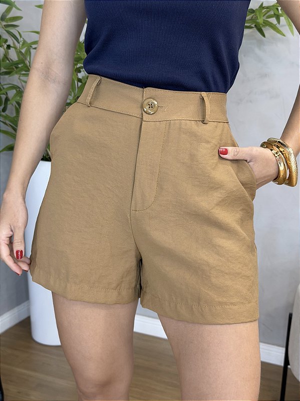 Shorts alfaiataria marrant caqui