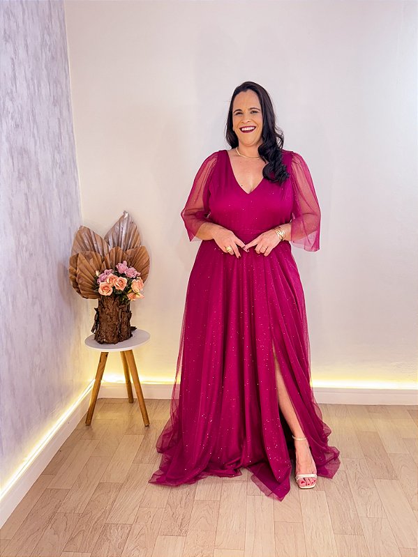 VESTIDO FESTA  BIANCA PLUS SIZE MAGENTA