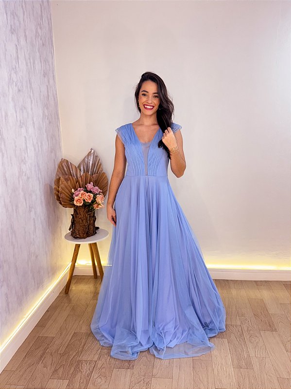 VESTIDO FESTA MAITÊ SLIM AZUL SERENITY