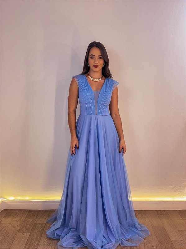 VESTIDO FESTA MAITÊ SLIM AZUL SERENITY