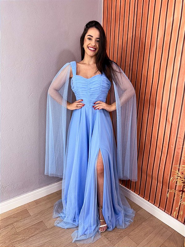 VESTIDO FESTA OLIVIA SLIM AZUL SERENITY