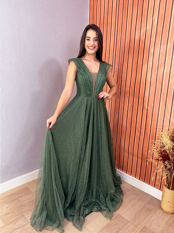 VESTIDO FESTA MAITÊ SLIM VERDE OLIVA