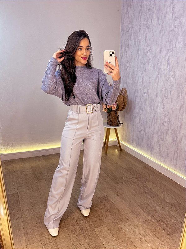 PANTALONA ALFAIATARIA CINZA SLIM