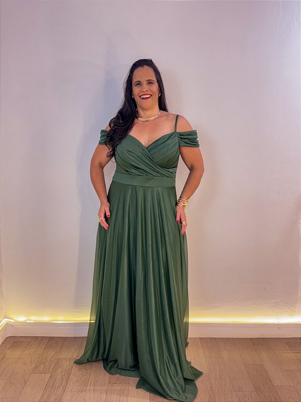 VESTIDO FESTA CARLA VERDE OLIVA PLUS