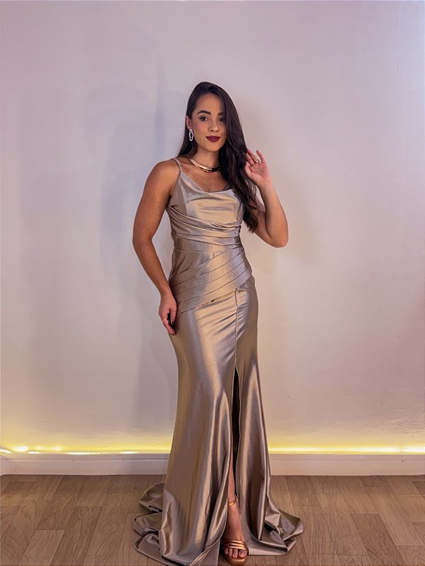 VESTIDO FESTA LISLEY SLIM CAPUCCINO