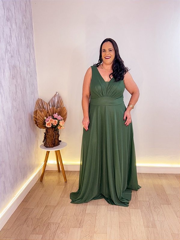 VESTIDO FESTA RAIANE PLUS VERDE OLIVA