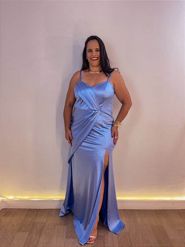 VESTIDO FESTA JAQUE PLUS AZUL SERENITY