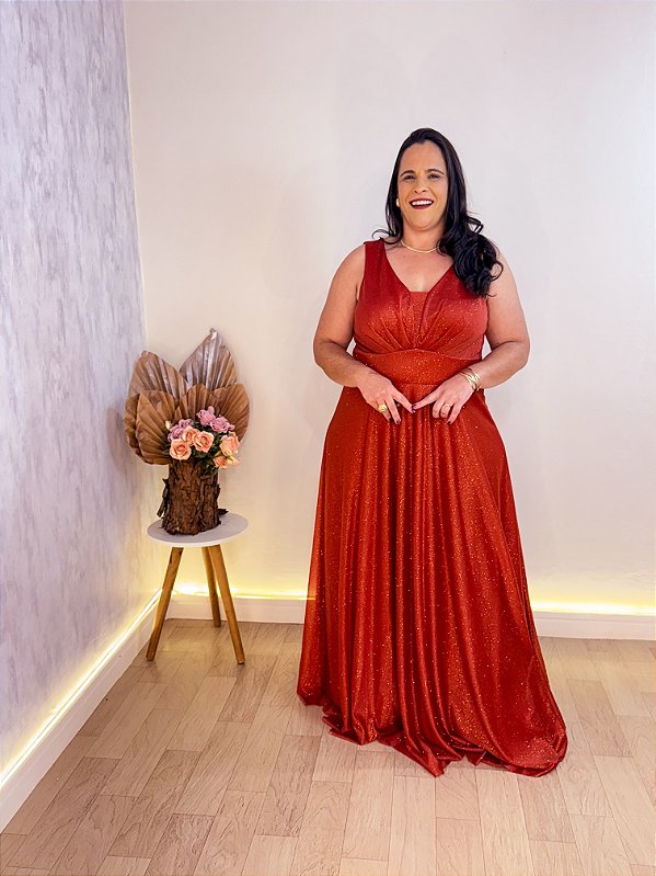 VESTIDO FESTA RAIANE PLUS SIZE TERRACOTA