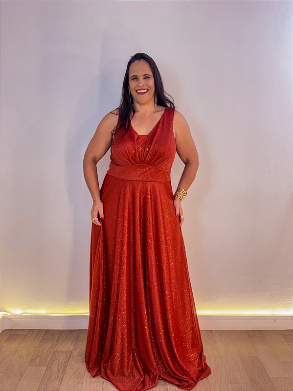 VESTIDO FESTA RAIANE PLUS SIZE TERRACOTA