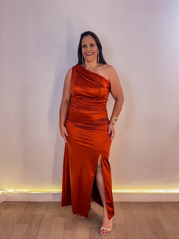 VESTIDO FESTA HELEN SLIM TERRACOTA