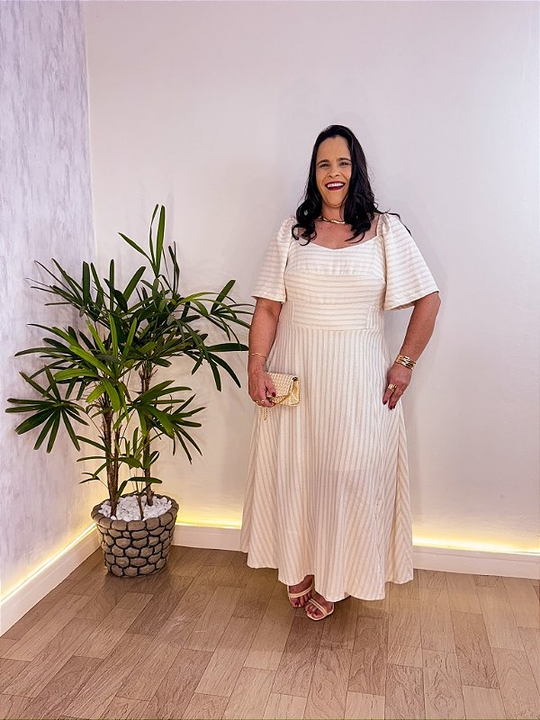 VESTIDO MIDI BRENDA MANGUINHA PLUS SIZE