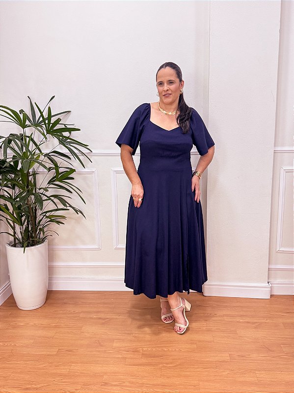 VESTIDO MIDI BRENDA MANGUINHA PLUS SIZE