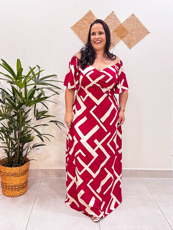 VESTIDO LONGO RAFA MANGAS PLUS SIZE