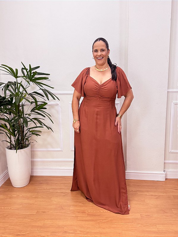 VESTIDO LONGO RAFA MANGAS PLUS SIZE
