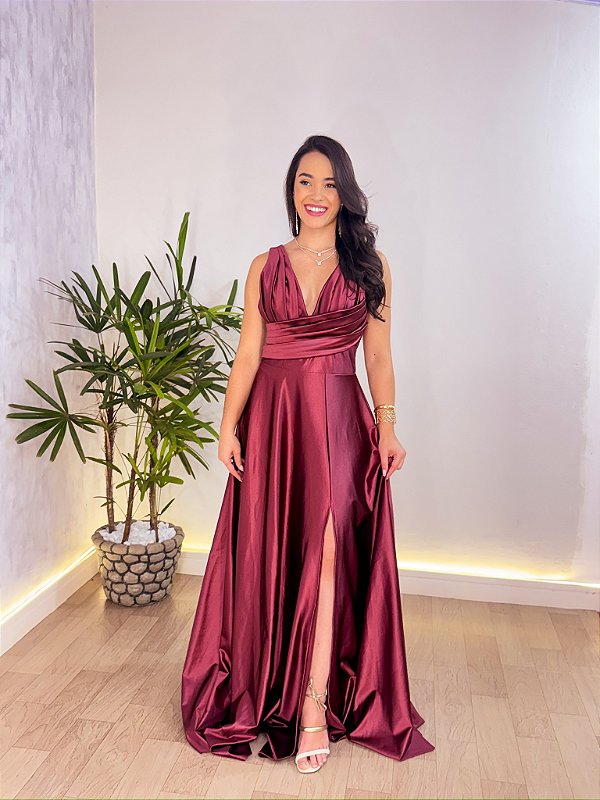 VESTIDO FESTA RENATA SLIM MARSALA
