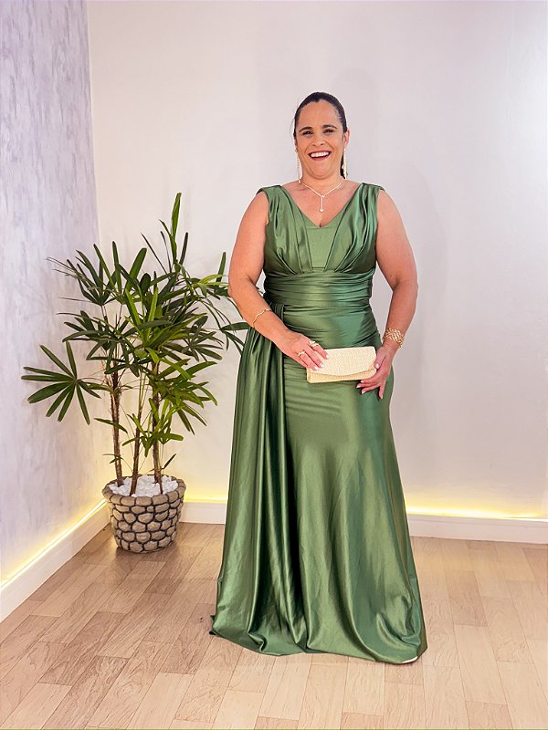 VESTIDO FESTA MARIANA VERDE OLIVA MIDSIZE