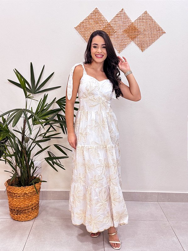 VESTIDO LONGO BORDADO JÚLIA SLIM