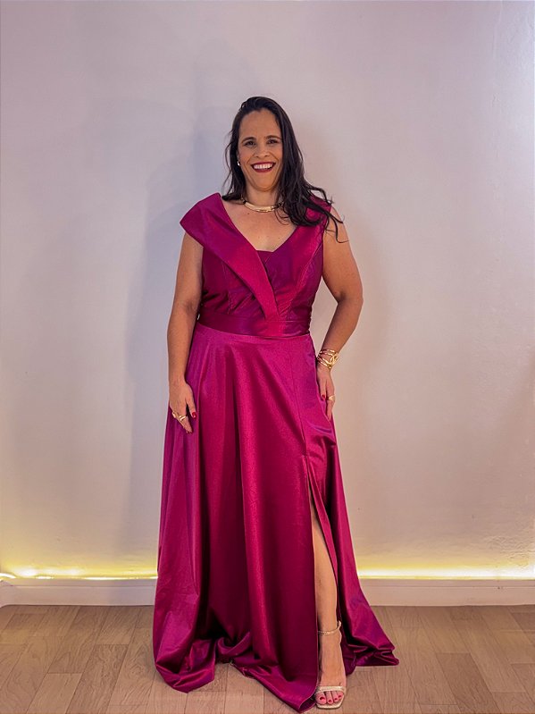 VESTIDO FESTA VERA PLUS FÚCSIA