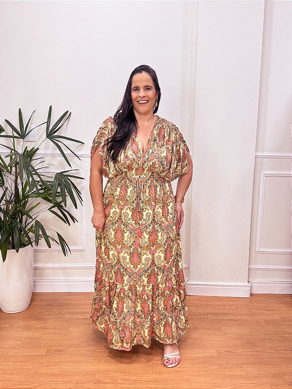 VESTIDO INDIANO MANGAS PLUS