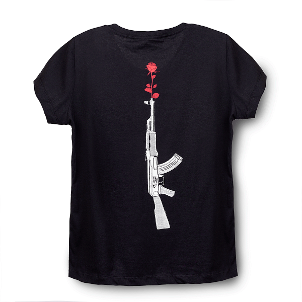 Camiseta Feminina Baby Look Kalash & Rose Preta
