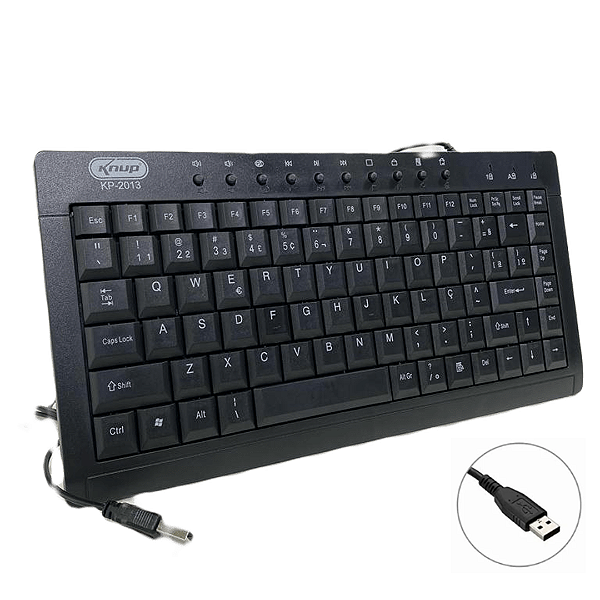 Teclado Com Fio Compacto, USB, Teclas Multimídia - Knup KP-2013