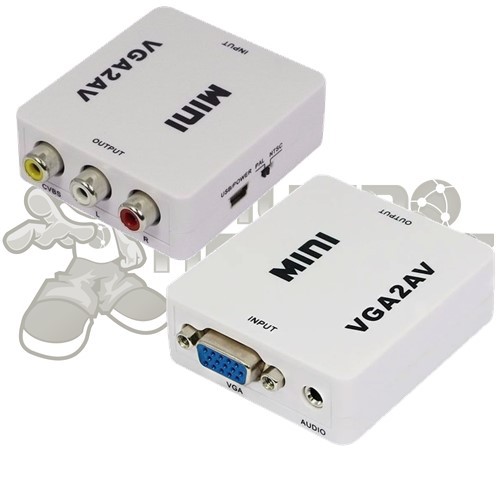 Mini Conversor VGA para Vídeo Composto 3 RCA AV VGA2AV