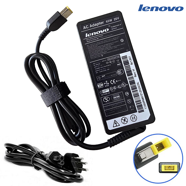 Fonte Carregador para Notebook Lenovo 20V 3.25A 65W (Pino Retangular com Agulha) - Similar