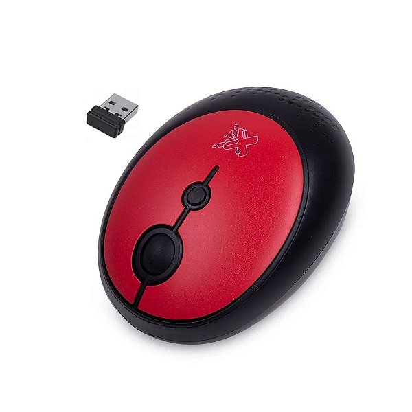 Mouse Óptico Sem Fio 1.600 DPI, 4 Botões, Vermelho/Preto - Maxprint Techware