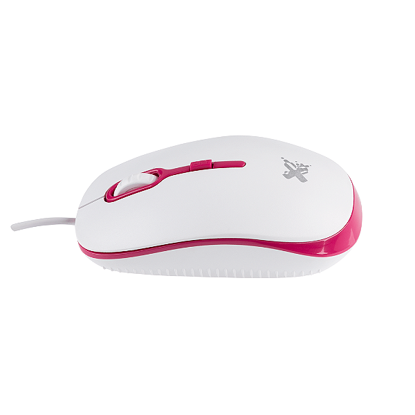 Mouse Com Fio, USB 2.0, 1200 DPI, Óptico, Branco/Rosa - Maxprint Soft