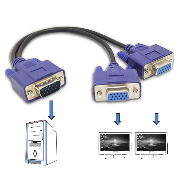 Splitter Duplicador VGA 1 Entrada Para 2 Saídas