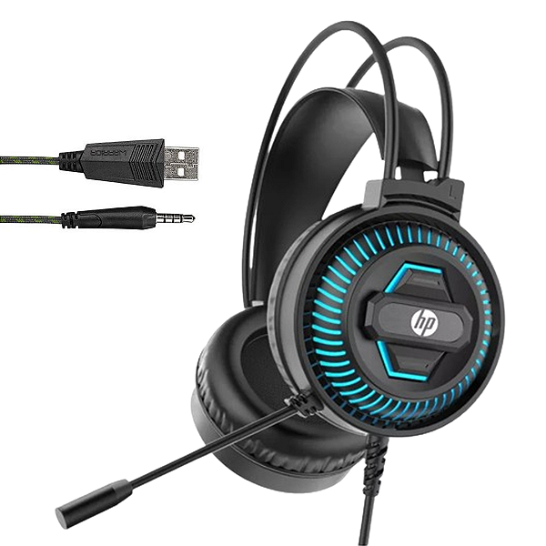 Headset Gamer Com Microfone Conexão P3 + USB Para Led - HP DHE-8001