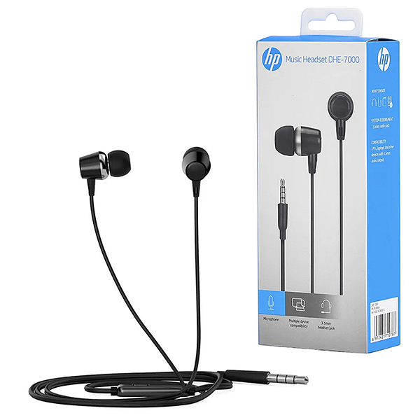 Fone de Ouvido Com Fio Intra-Auricular Com Microfone, Preto - HP DHE-7000