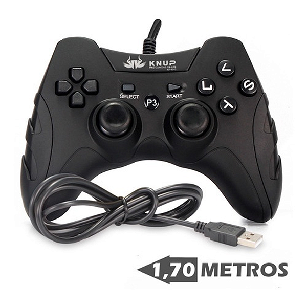 Controle Joystick Para Playstation 3 (Ps3) e PC Com Fio - Knup KP-4040