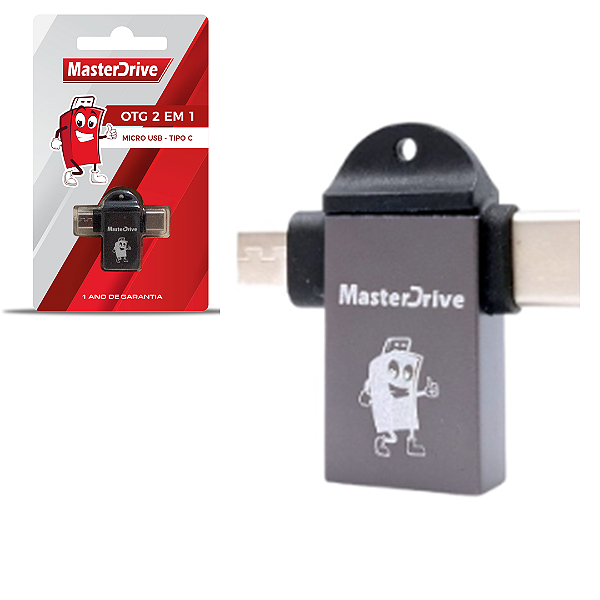 Adaptador OTG 2x1 Tipo Micro USB V8 + Tipo C, Compatível com Macbook - MasterDrive