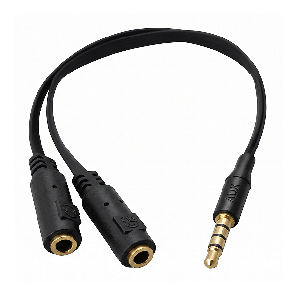 Cabo Adaptador de Áudio Y P3 (Macho) para 2 P2 (Fêmea) Fone e Microfone - Verde
