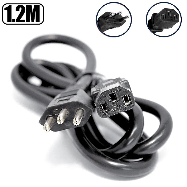 Cabo de Força Universal Padrão 3 Pinos 1.20m 250V/10A - Luatek Lk-7601