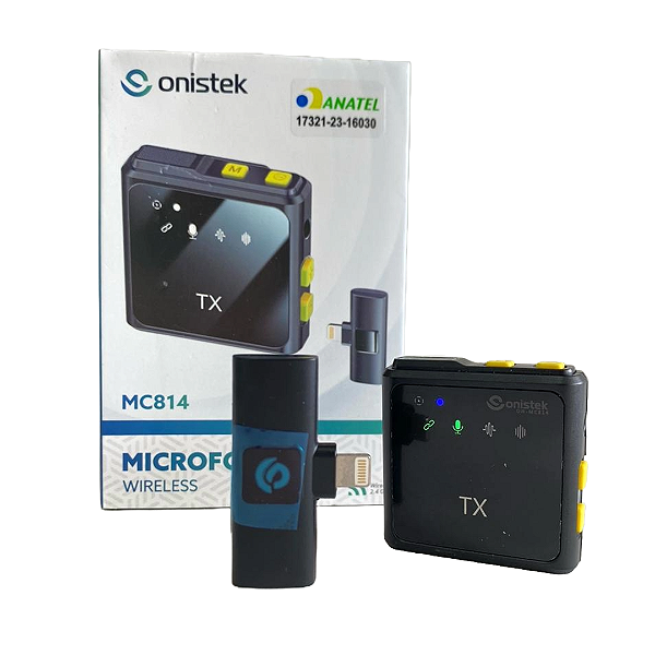 Microfone Lapela Sem Fio Para iPhone Lightning Profissional - Onistek ON-MC814