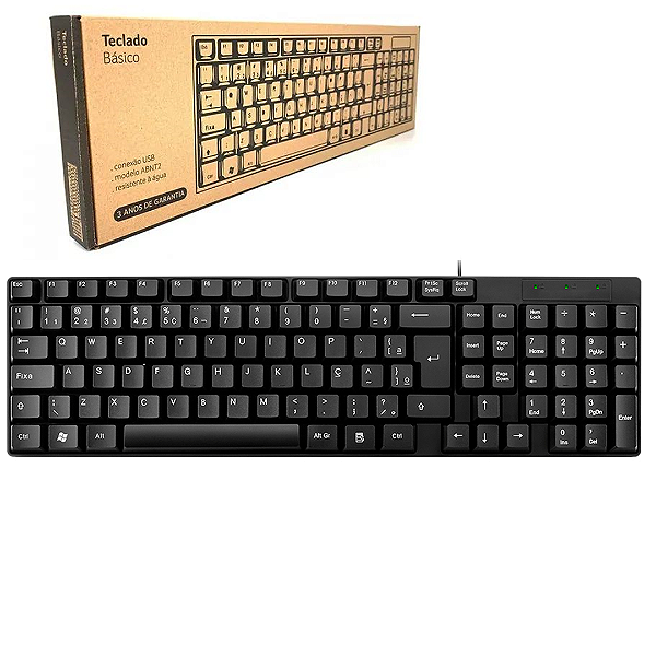 Teclado Com Fio Básico, ABNT2, Preto - Multilaser TF100