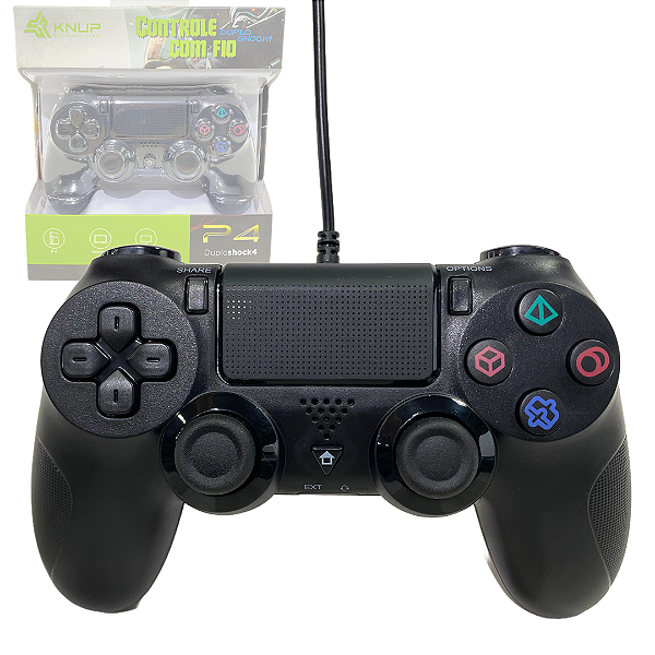 Controle Joystick com Fio para Ps4 e PC, DuploShock4 - Knup KP-GM036