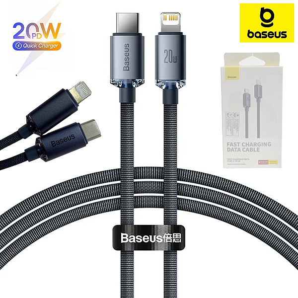 Cabo Tipo C para iPhone Carregamento Rápido, PD 20W, 1.2 metros - Baseus