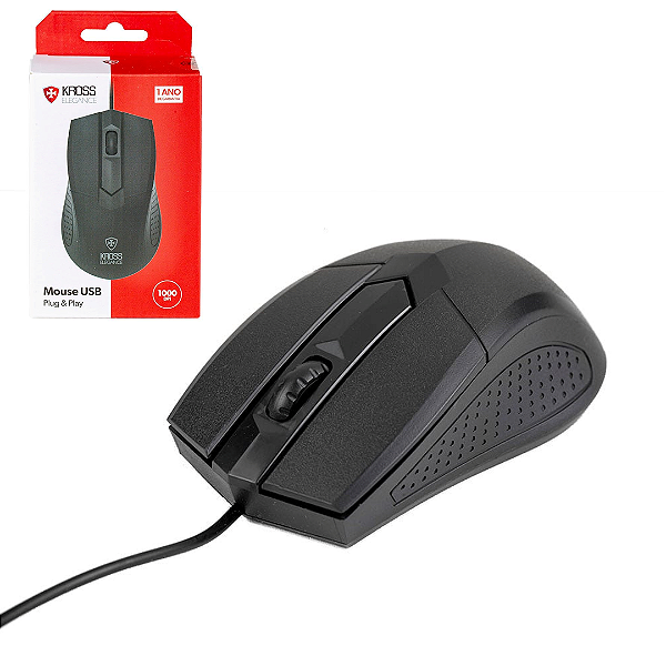 Mouse Com Fio Óptico USB 1.000 DPI, Cor Preto - Kross KE-M108