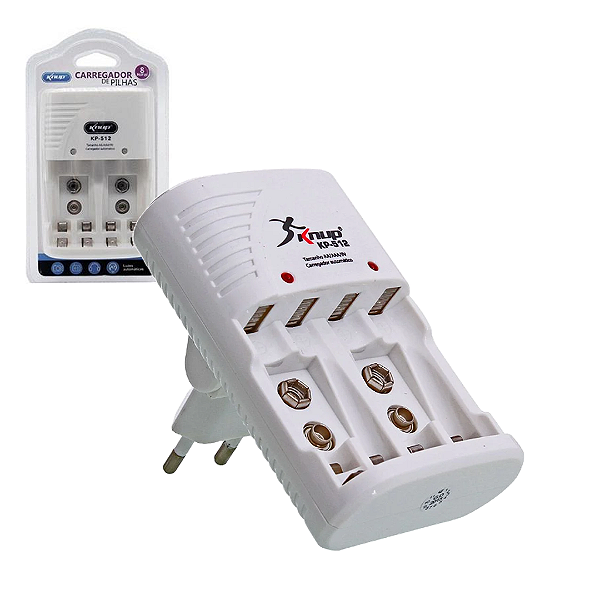 Carregador de Pilhas AA, AAA e Bateria 9V - Knup KP-512