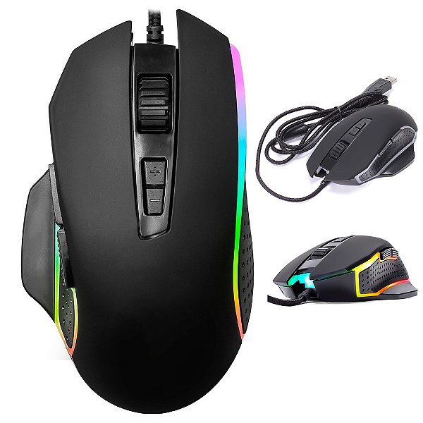 Mouse Gamer Com Fio 4.800 DPI Iluminação RGB, 6 Botões- Knup KP-MU006