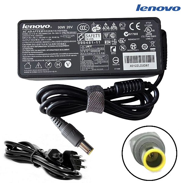 Fonte Carregador para Notebook Lenovo 20V 4.5A 90W (8.0mm x 5.5mm) Pino Redondo com Agulha - Similar