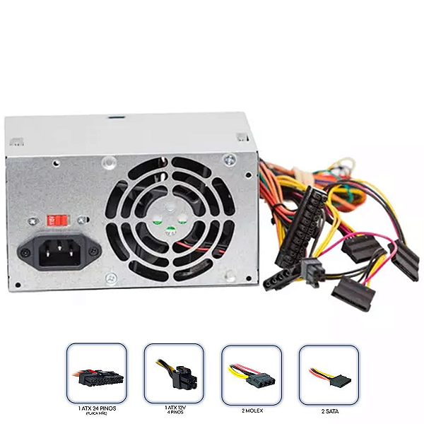Fonte de Alimentação ATX 230W Para PC (Cabo Não Incluso) - VXPRO VX230SE