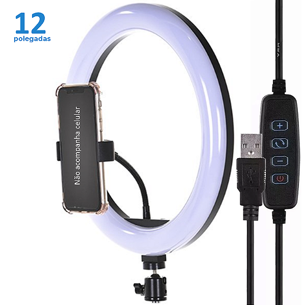 Iluminador Ring Light 12 Polegadas 30cm (Sem Tripé) - Oberon OR-PL812